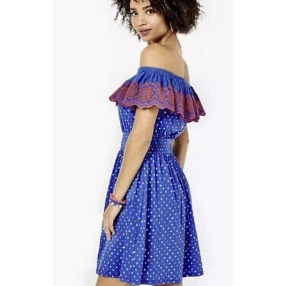 Lilly Pulitzer Kalama Off Shoulder Smock Dress Blue S RDD10673 Resort Vacay - Picture 1 of 10